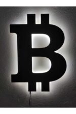 Bitcoin Kripto Para Led Işıklı Ahşap Tablo