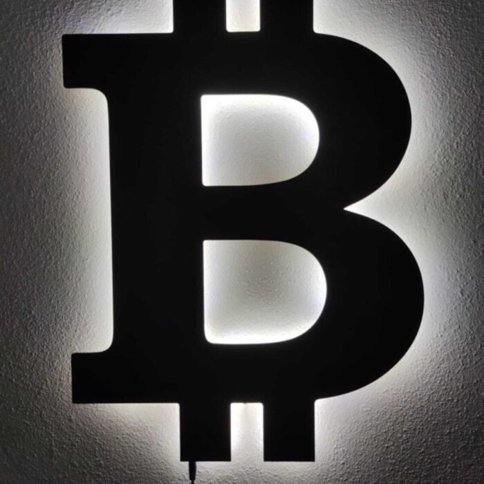 Bitcoin Kripto Para Led Işıklı Ahşap Tablo