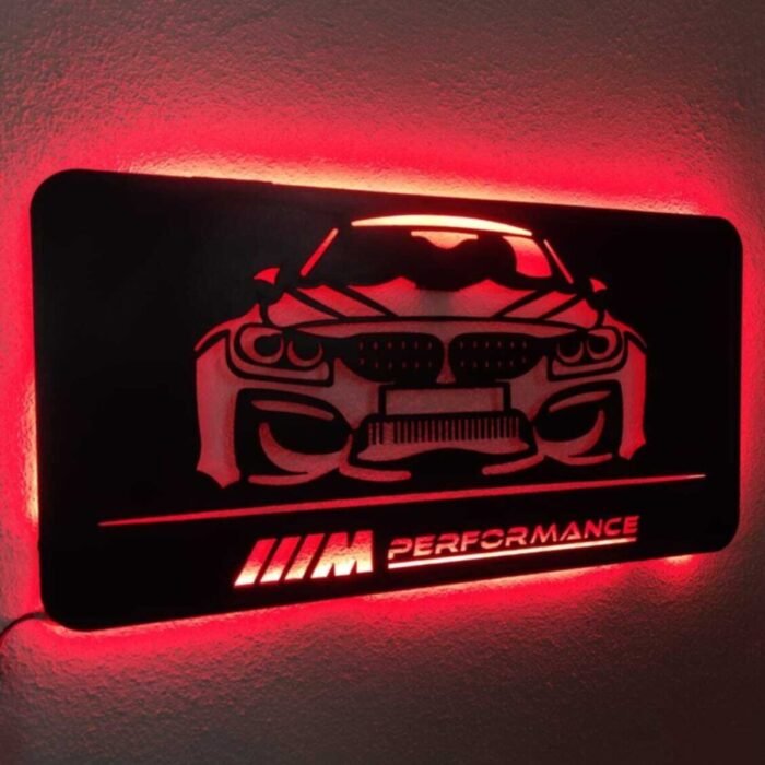 Bmw Performance Led Işıklı Ahşap Dekoratif Tablo