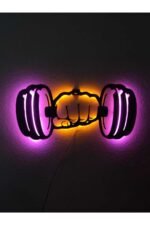 Dumbell Led Işıklı Ahşap Duvar Tablosu