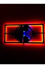 Müzik Plak Led Işıklı Ahşap Dekoratif Tablo