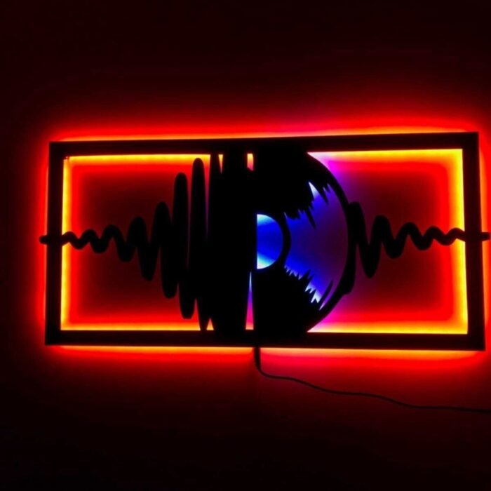 Müzik Plak Led Işıklı Ahşap Dekoratif Tablo