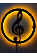 Sol Anahtarı Müzik Led Işıklı Ahşap Dekoratif Tablo