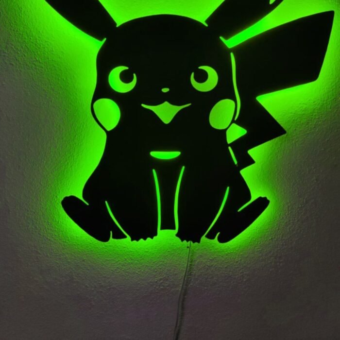 Pikachu Led Işıklı Ahşap Duvar Tablosu