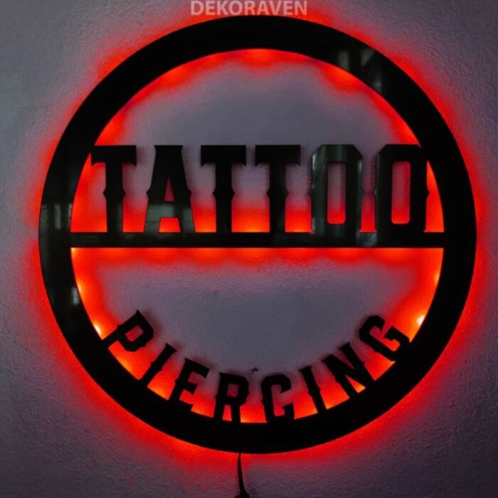 Tatto & Piercing Led Işıklı Tablo-iç Mekan Tabela