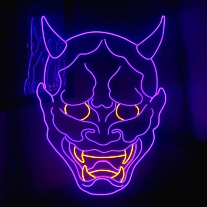 Oni Mask Led Tablo Duvar Dekorasyonu