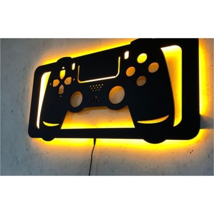 Ps4 Konsol Led Işıklı Ahşap Tablo - Led Işıklı Duvar Dekoru