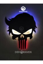 Punisher Led Işıklı Ahşap Tablo - 55 X 40 Cm