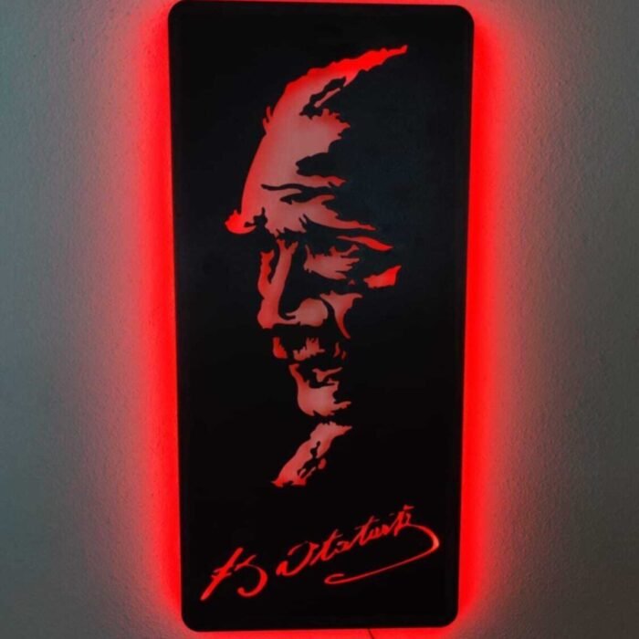 Atatürk Led Işıklı Ahşap Tablo