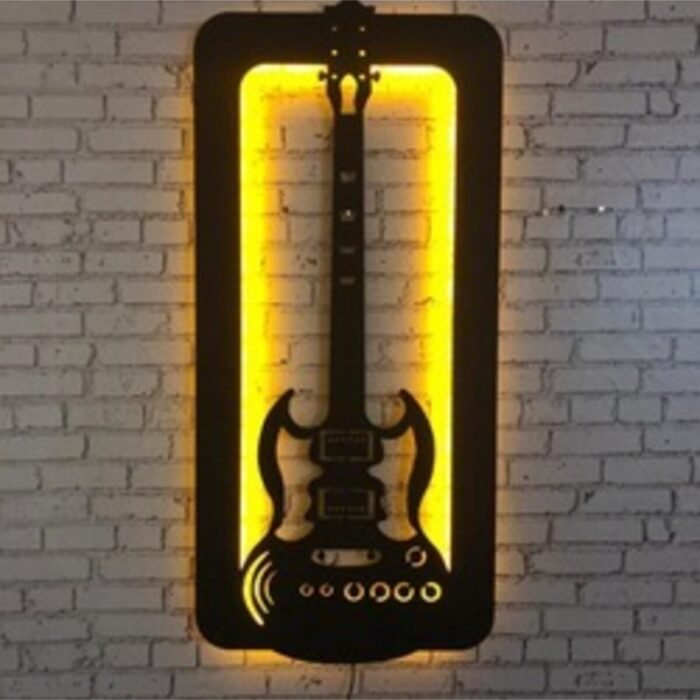 Gitar Ledli Ahşap Tablo