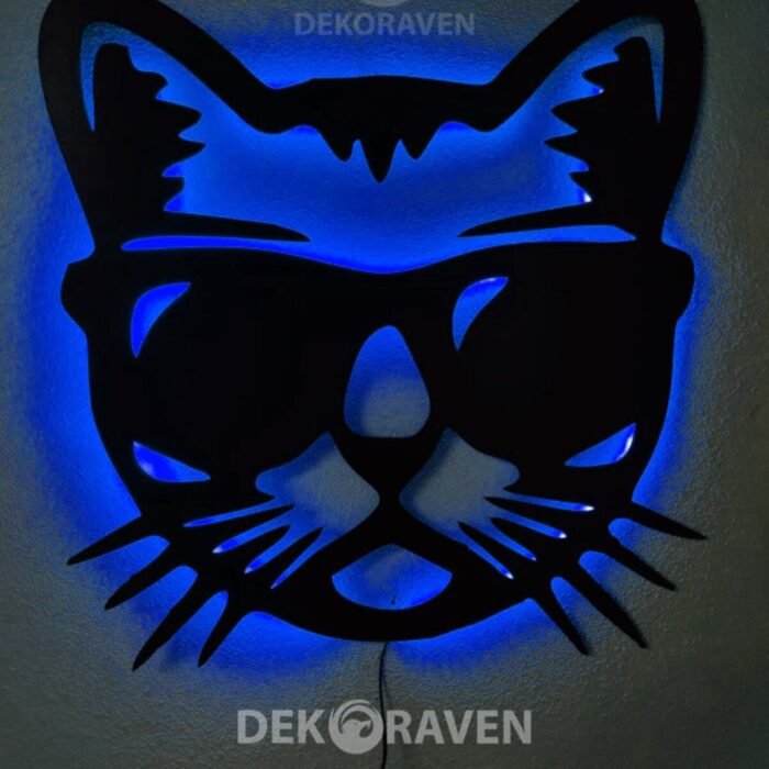 Kedi Led Işıklı Tablo