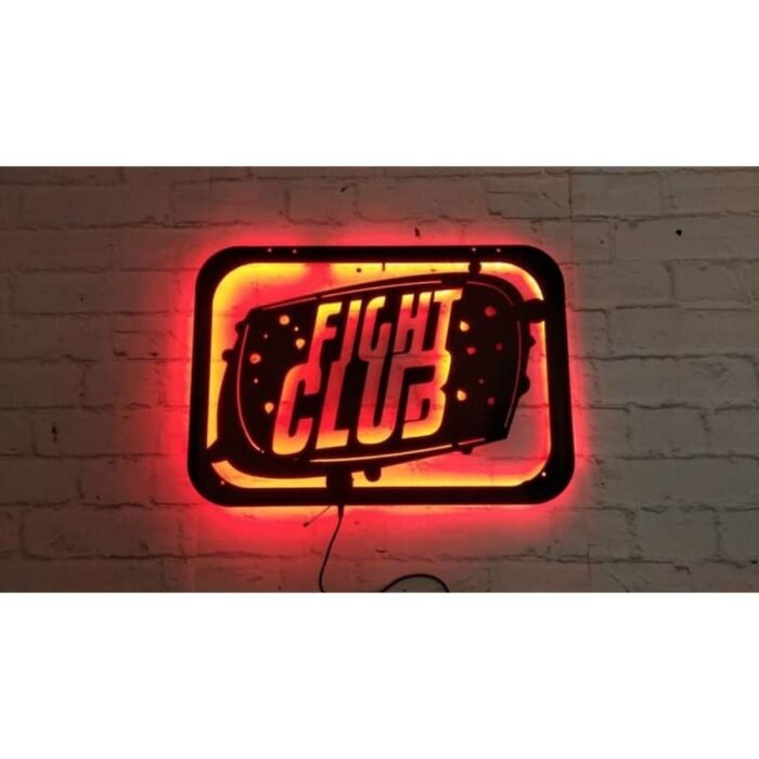 Fight Club Ledli Duvar Süsü Mdf Tablo Duvar Aksesuarı Ahşap Tablo