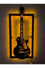 Elektro Gitar Led Işıklı Ahşap Tablo