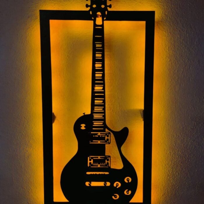 Elektro Gitar Led Işıklı Ahşap Tablo