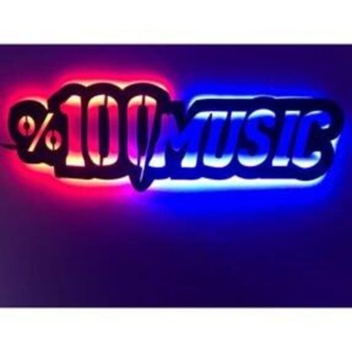 %100music Ledli Ahşap Tablo