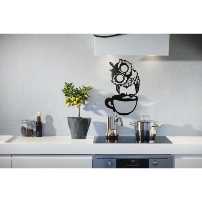 Baykuş - Siyah Mdf Tablo - 55x32