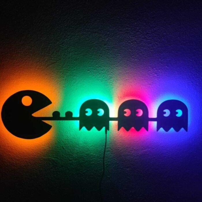 Pacman Led Işıklı Ahşap Tablo