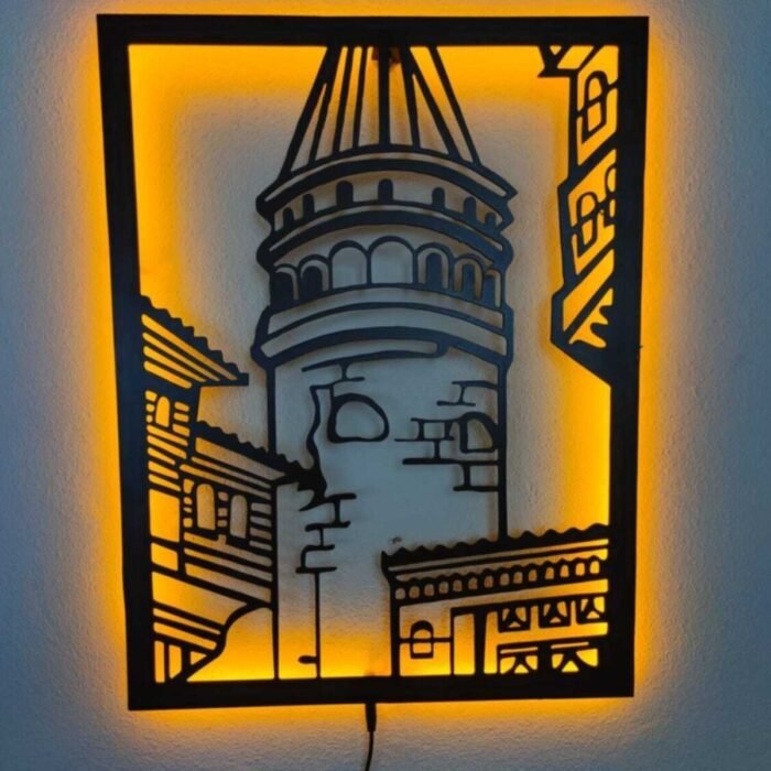 Galata Kulesi Led Işıklı Ahşap Tablo