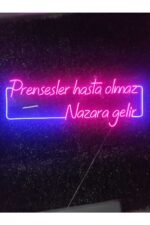 Prensesler Hasta olmaz nazara gelir güzellik merkezi kuaför neon yazı tabela(80x30cm) - Görsel 2