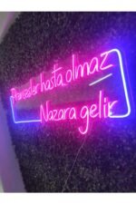 Prensesler Hasta olmaz nazara gelir güzellik merkezi kuaför neon yazı tabela(80x30cm) - Görsel 4