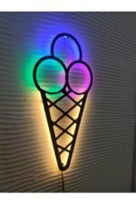 dondurma ice cream led ışıklı ahşap iç mekan tabela (55x25cm) - Görsel 2