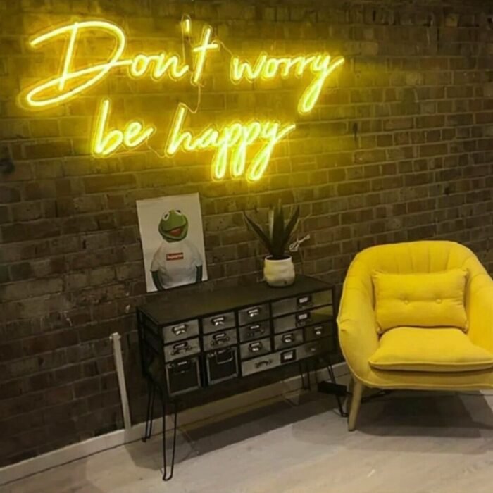 Dont Worry Be Happy Neon Led Yazı Dekoratif Aydınlatma(80x35cm)