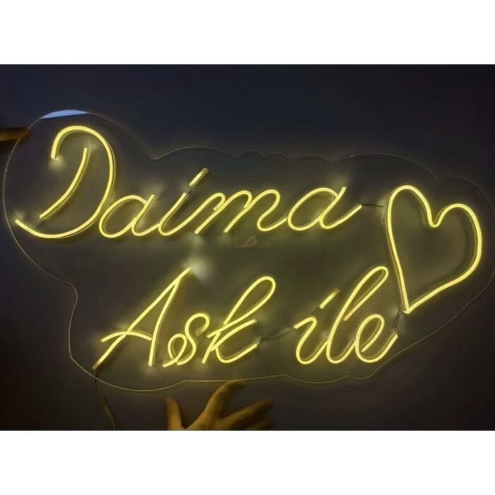 Daima Aşk Ile Düğün Söz Nişan Organizasyon Neon Led Tabela (60x35cm)