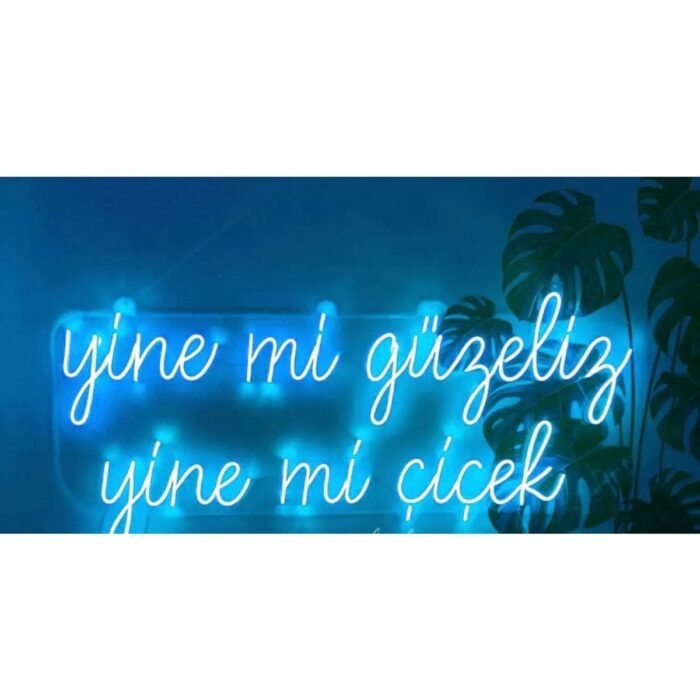Yine Mi Güzeliz Yine Mi Çiçek Yazısı Güzellik Merkezi Kuaför Neon Led Tabela (60x40cm)