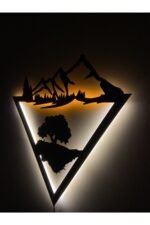 Ağaç Ve Dağ Manzaralı Led Işıklı Tablo - Görsel 2