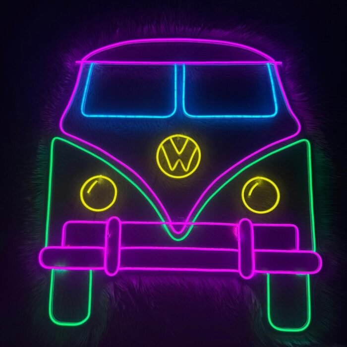Ww bettle karavan neon led ışıklı duvar dekoru (50x50cm)