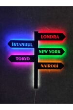 Dünya Şehirleri Istanbul Londra New York Tokyo Nairobi Led Işıklı Tablo