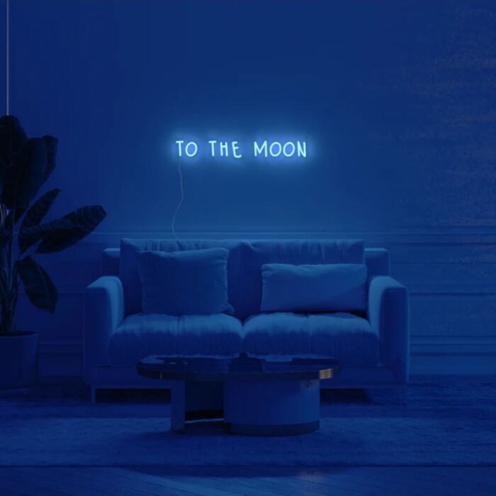 To The Moon Neon Tabela Neon Yazı Dekoratif Aydınlatma Ve Gece Lambası