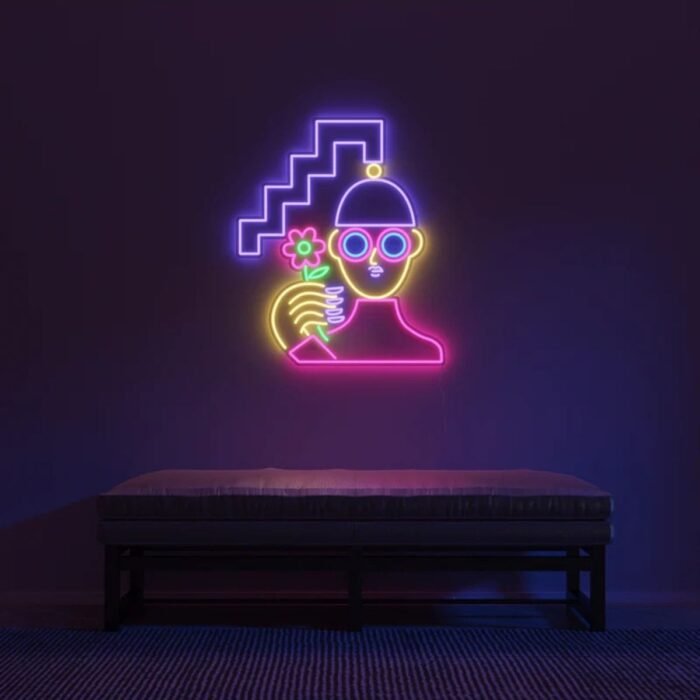 Kadın & Çiçek Neon Tabela Neon Yazı Dekoratif Aydınlatma Ve Gece Lambası