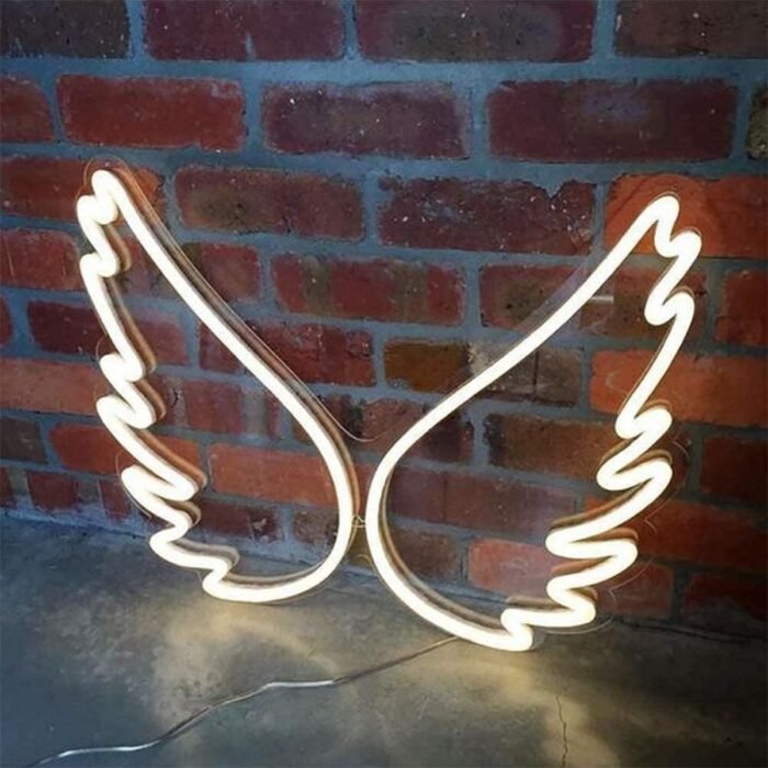 Melek Kanadı - Kelebek - Neon Led Dekoratif Duvar Yazısı Aydınlatması Gece Lambası