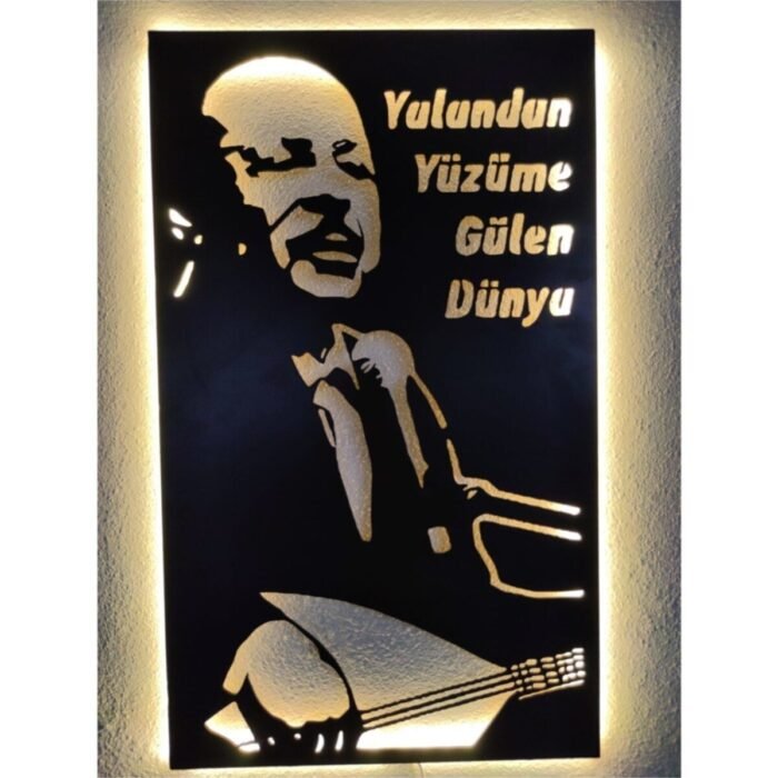 Neşet Ertaş -yalandan Yüzüme Gülen Dünya Led Işıklı Tablo