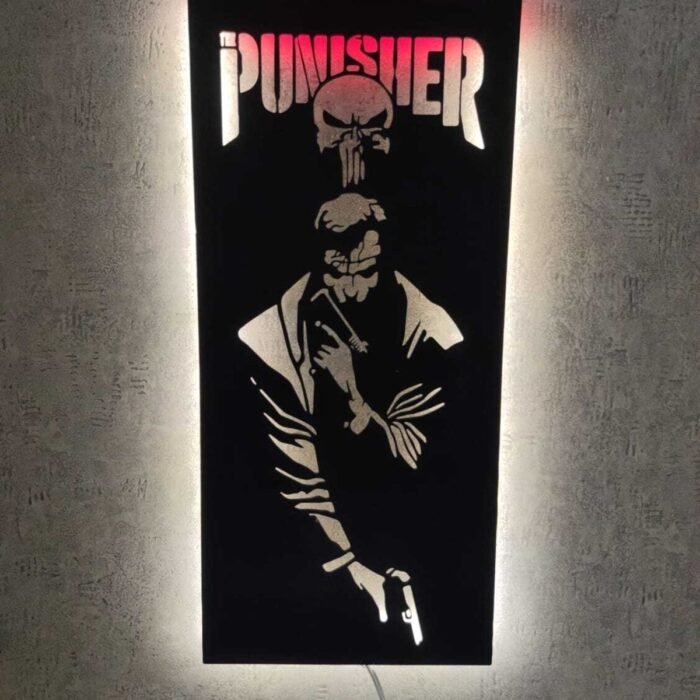 Punisher Led Işıklı Ahşap Tablo