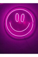 Gülenyüz Neon Emoji Smile Neon Led Dekoratif Duvar Aydınlatması Neon Duvar Yazısı 30x30cm