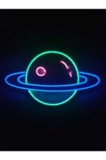 Satürn Neon Tabela Neon Led Dekoratif Duvar Aydınlatması Neon Duvar Dekorasyonu