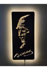 Mustafa Kemal Atatürk Led Işıklı Ahşap Tablo