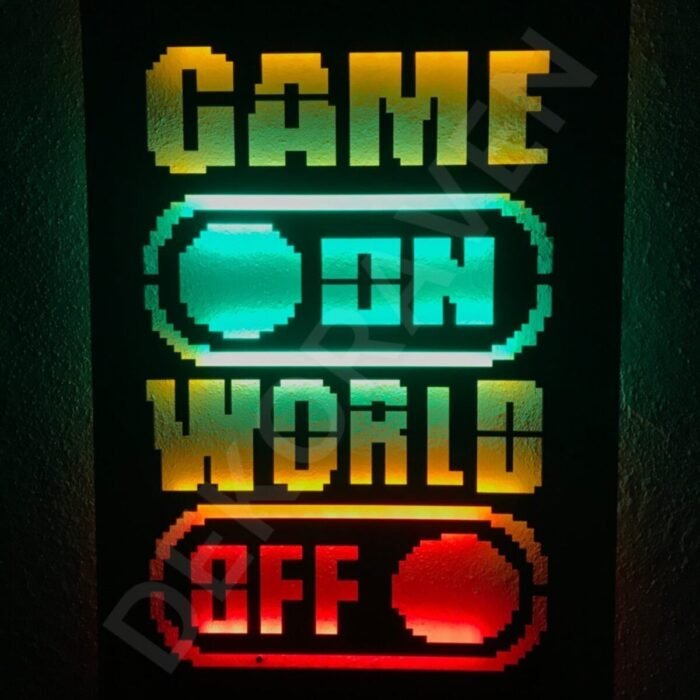 Game On World Of Gamer Led Işıklı Ahşap Dekoratif Tablo