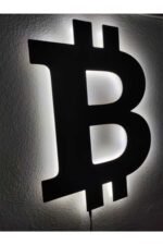 Bitcoin Kripto Para Led Işıklı Ahşap Tablo - Görsel 2