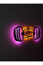 Dumbell Led Işıklı Ahşap Duvar Tablosu - Görsel 2