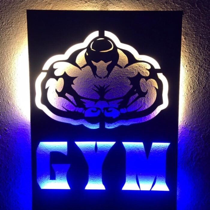 Gym Fitness Dekoratif Led Işıklı Ahşap Tablo