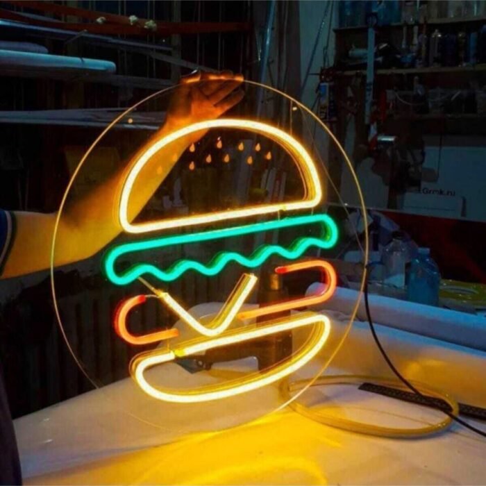 Burger Neon Led Aydınlatma Duvar Dekor