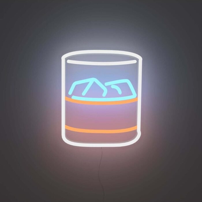 Viski Buzlu Bardak Neon Led Tabela Dekoratif Aydınlatma