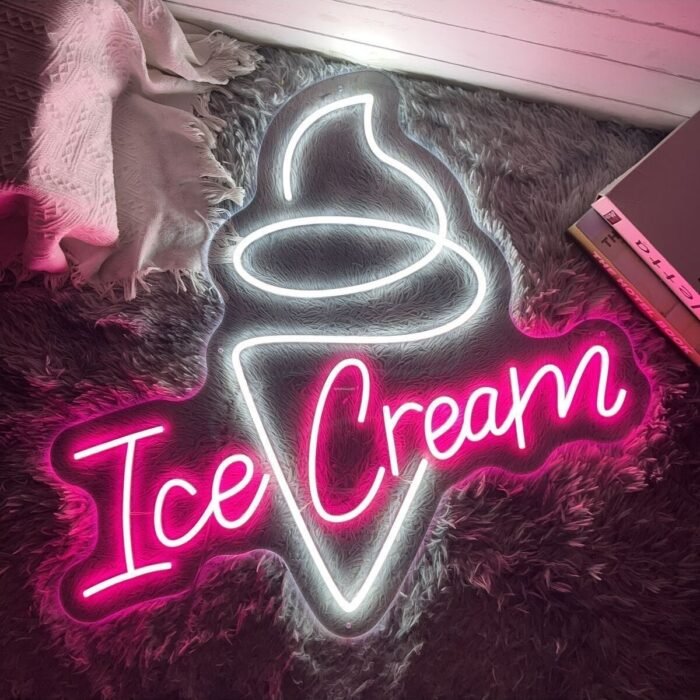 İce Cream Dondurma Neon Led Tabela 60 Cm