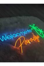 Welcome paradise neon led tabela(80x35cm) - Görsel 4