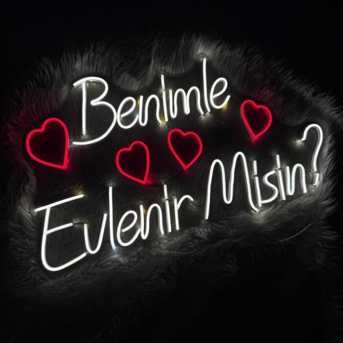 Benimle Evlenir Misin? Neon Led Işıklı Dekoratif Duvar Aydınlatması