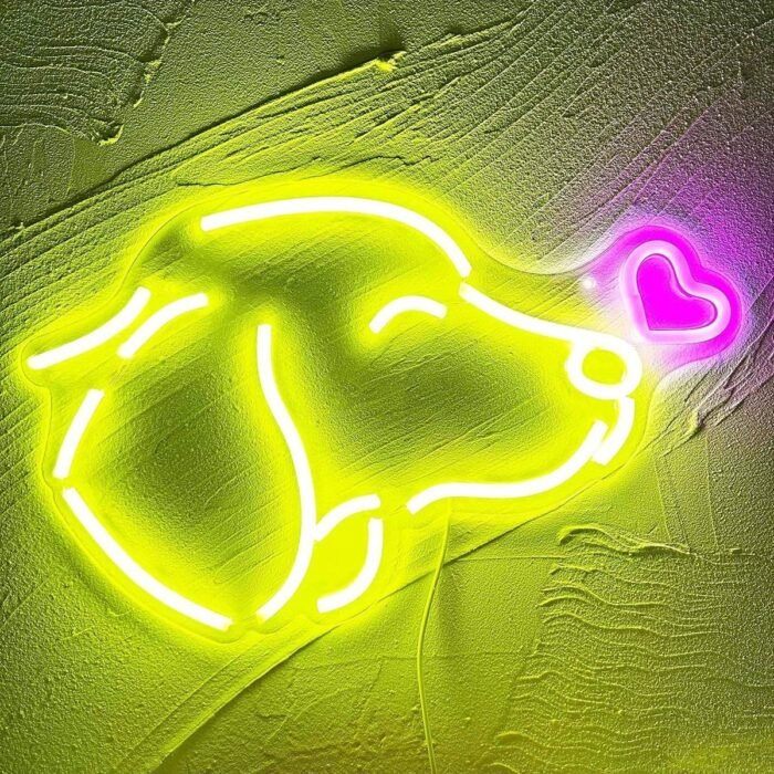 Köpek Kalp Neon Led Tabela Dekoratif Aydınlatma