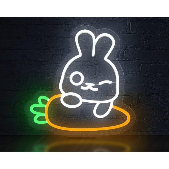 Tavşan Ve Havuç Neon Led Tabela Dekoratif Aydınlatma